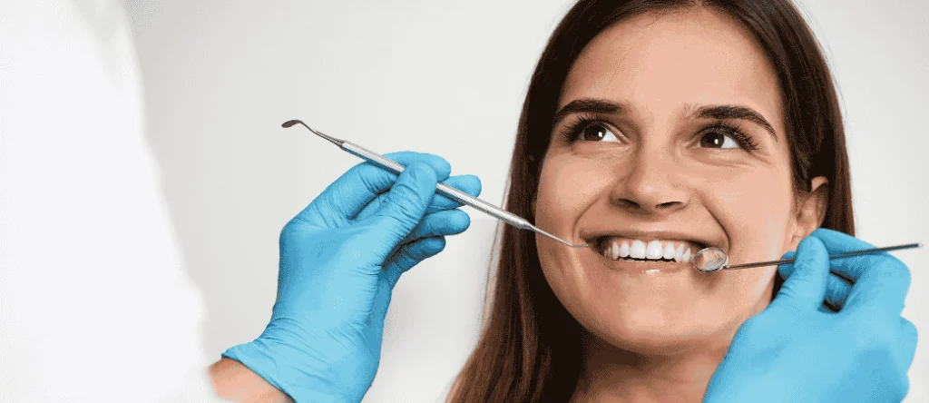 Smiling woman during a dental exam